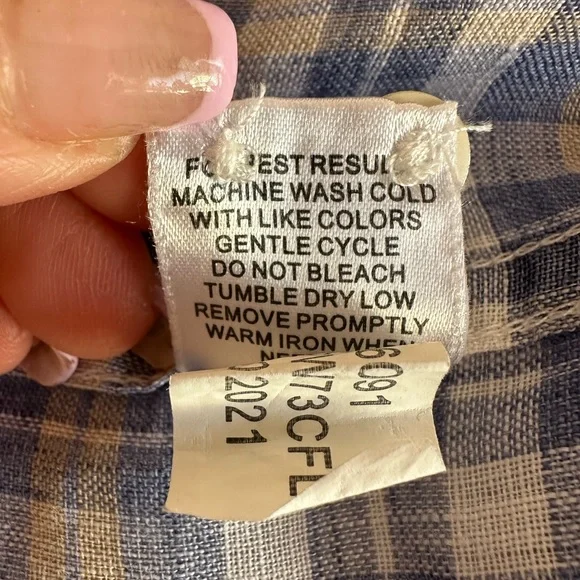 Peter Millar Seaside Commons Plaid Linen Long Sleeve Blue Men’s Shirt XL - Picture 7 of 12